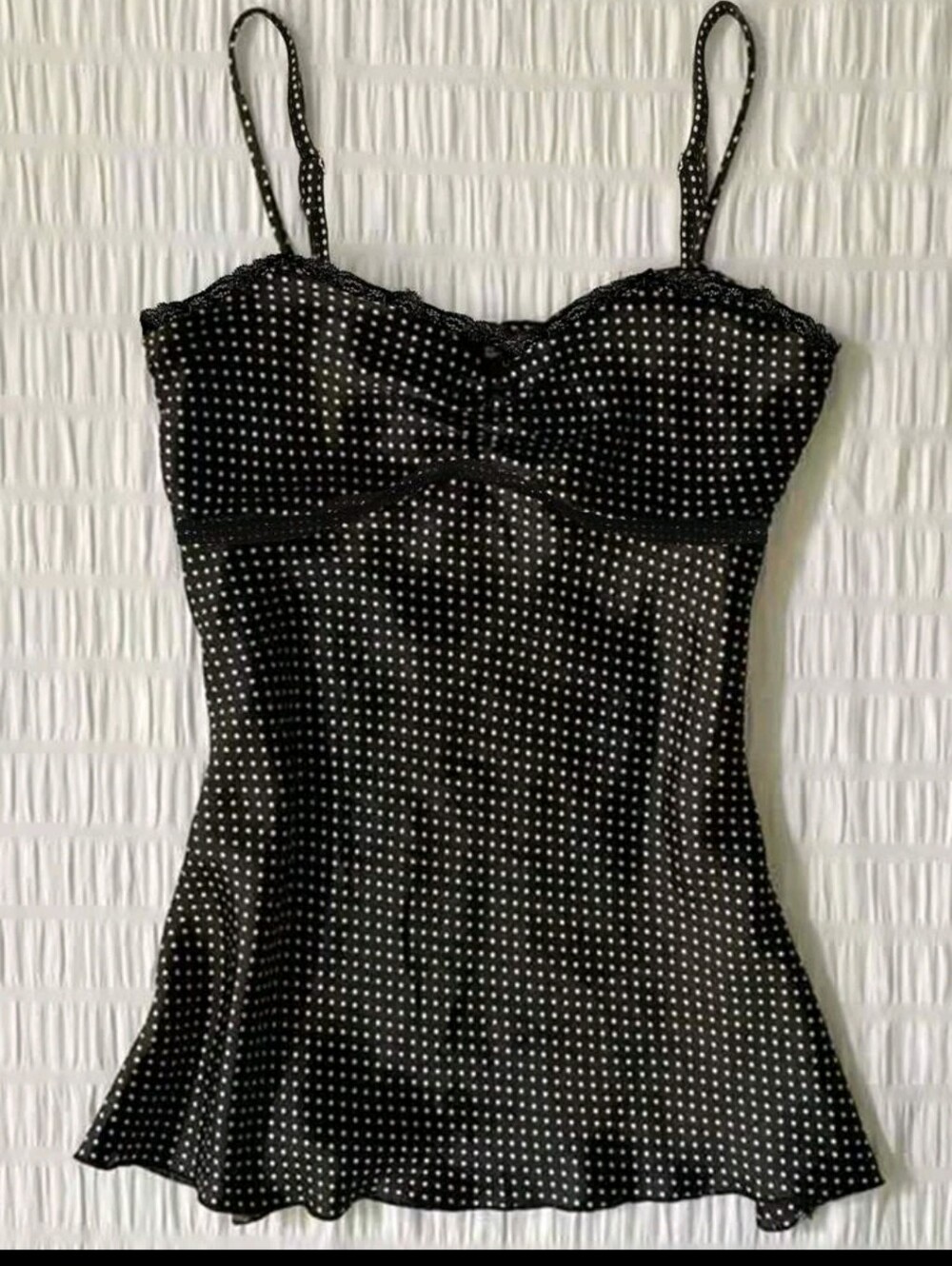 Black Polka Dot Satin Camisole Tank